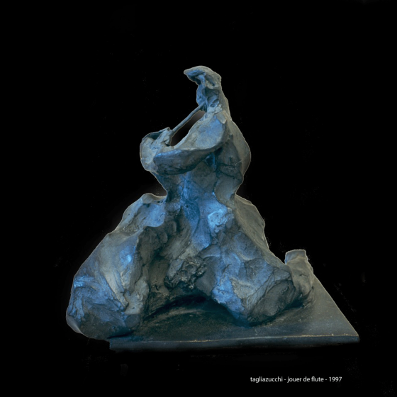 "Joueur de flûte- scultura in bronzo di Roberto Tagliazucchi