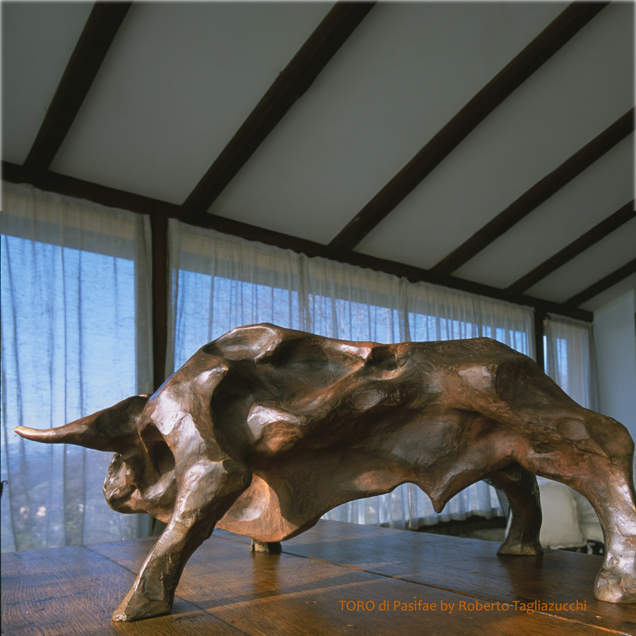 Pasiphae Bull - bronze sculpture by Roberto Tagliazucchi