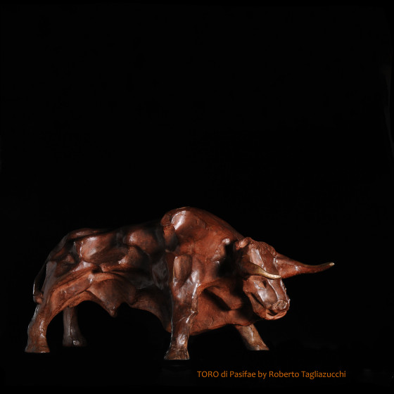 Pasiphae Bull - bronze sculpture by Roberto Tagliazucchi