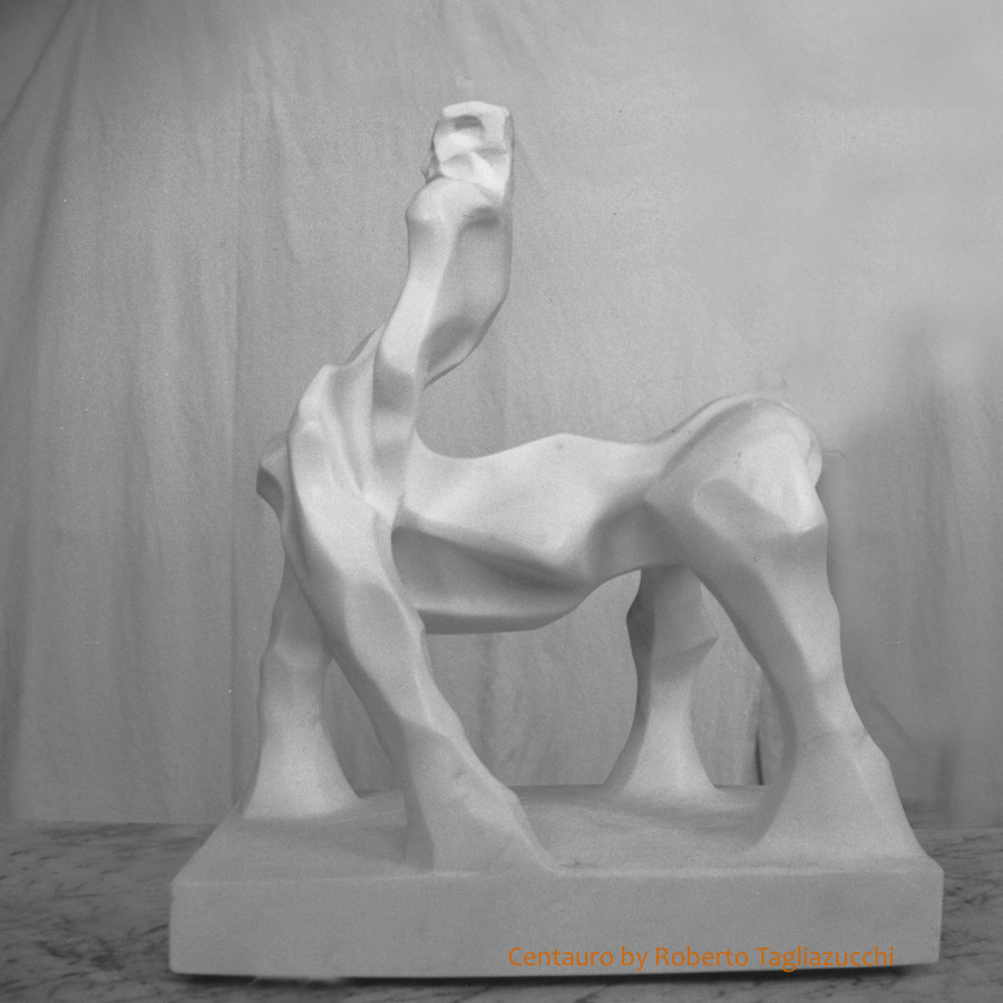 Chiron il centauro - scultura in marmo statuario  di Roberto Tagliazucchi