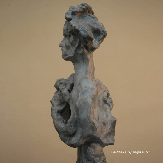 BARBARA e Fufi (portrait)- bronze sculpture by Roberto Tagliazucchi