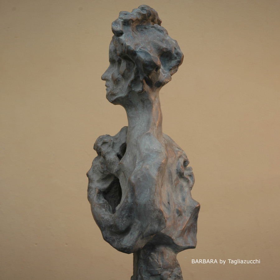 BARBARA e Fufi (ritratto)- scultura in bronzo di Roberto Tagliazucchi