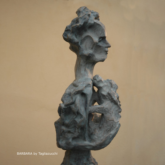 BARBARA e Fufi (ritratto)- scultura in bronzo di Roberto Tagliazucchi