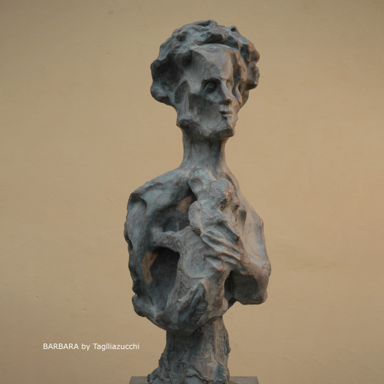 BARBARA e Fufi (portrait) - sculpture en bronze de Roberto Tagliazucchi
