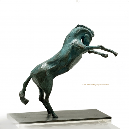 CHEVAL Furieux - sculpture en bronze de Roberto Tagliazucchi